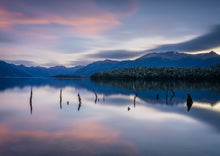 Load image into Gallery viewer, pink sunset colour lake monowai fiordland