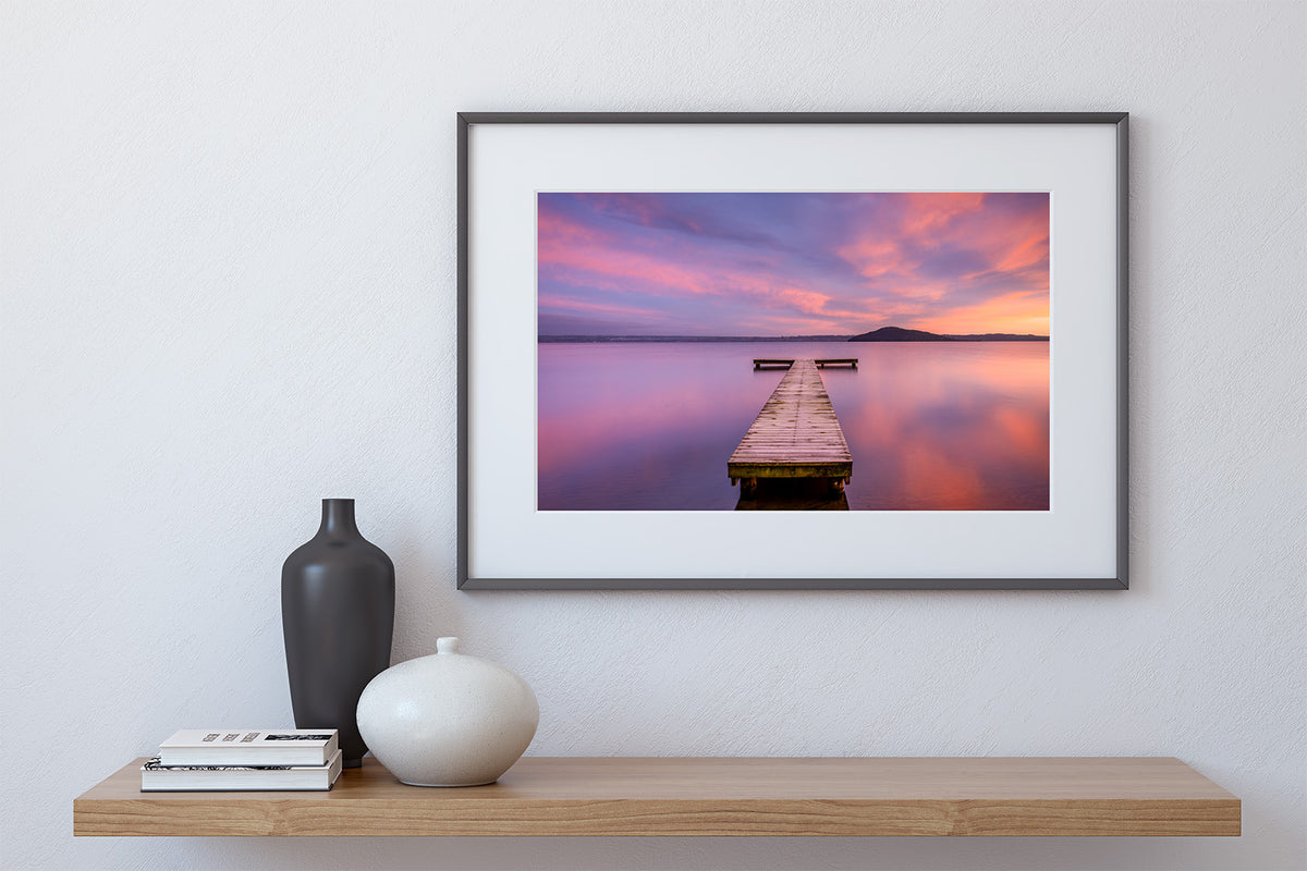 Holdens Bay Jetty Sunrise Rotorua NZ Fine Art Prints Canvas Meghan Maloney Photography
