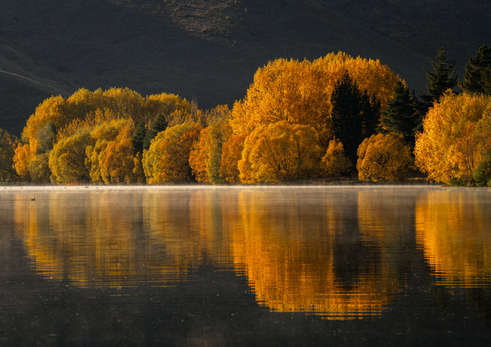 autumn lake reflections twizel