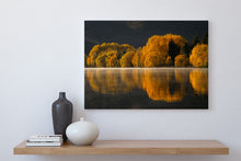 Load image into Gallery viewer, autumn lake reflections twizel canvas