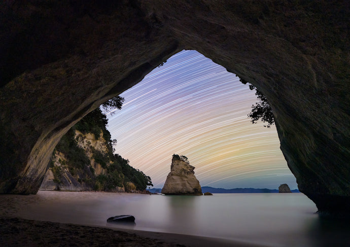 cathedral cove star trails