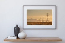 Load image into Gallery viewer, power poles mountains golden mackenzie country print
