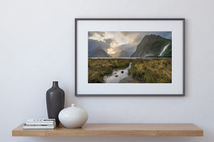 milford sound golden sunset