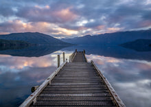 Load image into Gallery viewer, lake hauroko jetty sunset fiordland
