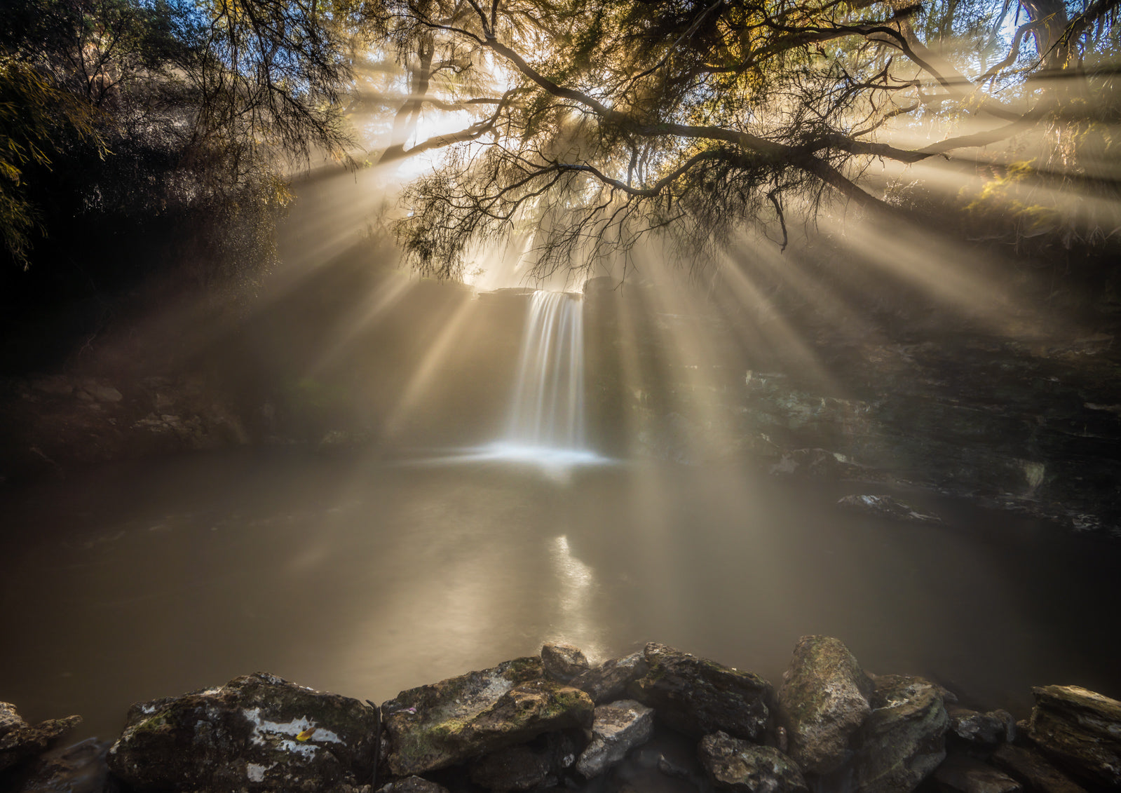 Heavenly Waterfall Sunrays NZ | Fine Art Prints | Canvas – Meghan ...